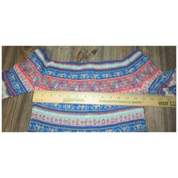 Flying Tomato Long Dress Size Small Floral Short Sleeves Multicolored Boho - Picture 5 of 11